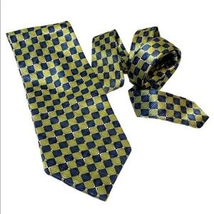 Croft & barrow tie silk geometric style casual blue green professional necktie